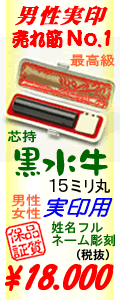 売れ筋ランキング黒水牛15ミリ丸男性実印用16.380円